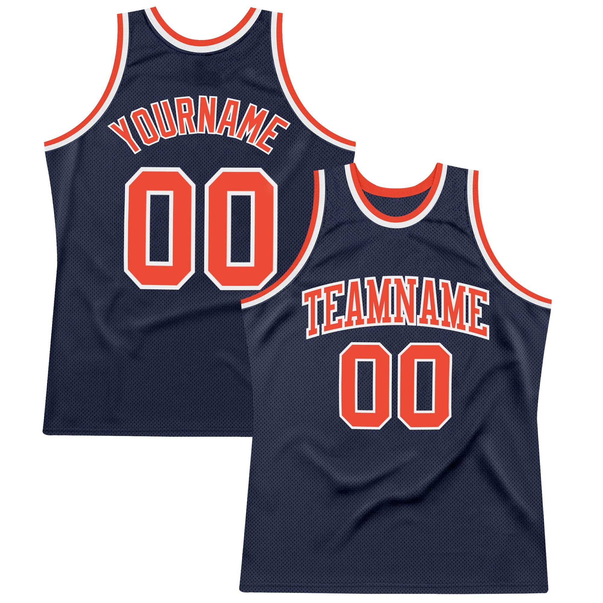 Custom Personalized Basketball Jersey - Authentic Throwback - Navy Orange White - Team Name & Number Personalized Navy Orange-White