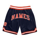Personalized Custom Name and Number Authentic Navy Orange-White Basketball Shorts - Team Apparel Personalized Navy Orange-White