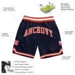 Personalized Custom Name and Number Authentic Navy Orange-White Basketball Shorts - Team Apparel Personalized Navy Orange-White