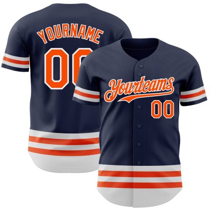 Custom Name and Number Personalized Baseball Jersey in Navy, Orange, and White - Authentic Team Apparel Personalized Navy