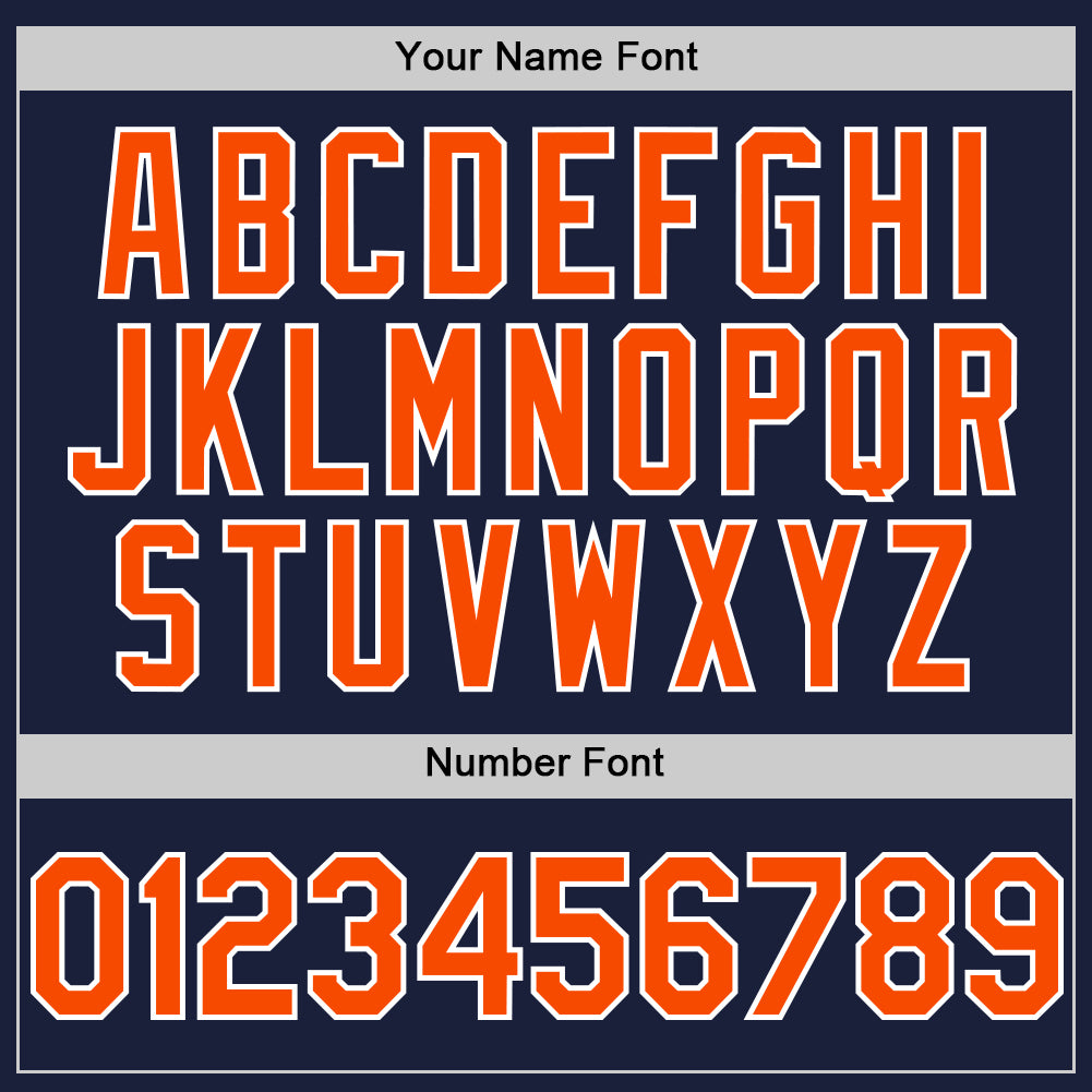 Personalized Navy Orange-White Line Authentic Baseball Jersey Team Custom Name and Number Custom Name and Number Personalized Baseball Jersey in Navy, Orange, and White - Authentic Team Apparel Personalized Navy - Image 5