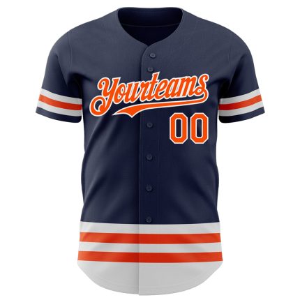 Custom Name and Number Personalized Baseball Jersey in Navy, Orange, and White - Authentic Team Apparel Personalized Navy