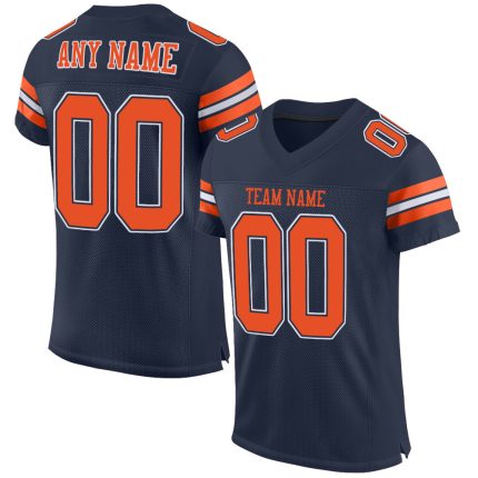 Custom Name Number Football Jersey Personalized Navy Orange White Mesh Authentic Personalized Navy Orange-White Mesh Authentic