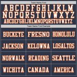 Personalized Navy Orange-White Football Jersey - Authentic Throwback Mesh Jersey Personalized Navy Orange-White Mesh Authentic