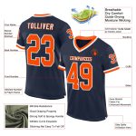 Personalized Navy Orange-White Football Jersey - Authentic Throwback Mesh Jersey Personalized Navy Orange-White Mesh Authentic