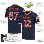 Custom Name and Number Football Jersey - Personalized Mesh Navy Orange-White Authentic Throwback Style Personalized Navy
