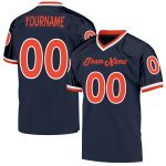 Custom Name and Number Football Jersey - Personalized Mesh Navy Orange-White Authentic Throwback Style Personalized Navy