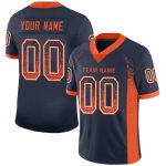 Personalized Navy Orange White Football Jersey Mesh Drift Fashion Style Personalized Navy Orange-White Mesh Drift Fashion