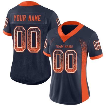 Personalized Navy Orange White Football Jersey Mesh Drift Fashion Style Personalized Navy Orange-White Mesh Drift Fashion