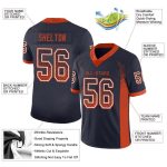 Custom Name and Number Personalized Navy Orange-White Football Jersey for Team - Mesh Drift Fashion Personalized Navy Orange-White