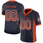 Custom Name and Number Personalized Navy Orange-White Football Jersey for Team - Mesh Drift Fashion Personalized Navy Orange-White