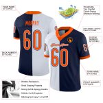 Custom Name Number Football Jersey - Personalized Navy Orange White Mesh Split Personalized Navy Orange-White Mesh Split