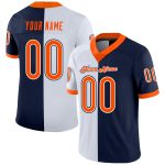 Custom Name Number Football Jersey - Personalized Navy Orange White Mesh Split Personalized Navy Orange-White Mesh Split