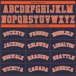 Custom Team Name and Number Performance T-Shirt - Personalized Navy Orange White Personalized Navy Orange-White Performance