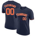 Custom Team Name and Number Performance T-Shirt - Personalized Navy Orange White Personalized Navy Orange-White Performance