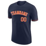Custom Team Name and Number Performance T-Shirt - Personalized Navy Orange White Personalized Navy Orange-White Performance
