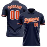 Custom Name Number Performance Golf Polo Shirt Navy Orange White - Personalized Team Apparel Personalized Navy Orange-White