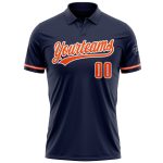 Custom Name Number Performance Golf Polo Shirt Navy Orange White - Personalized Team Apparel Personalized Navy Orange-White