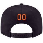 Custom Adjustable Snapback Hat with Name and Number - Personalized Navy and Orange-White Stitched Design Personalized Navy