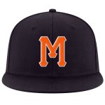 Custom Adjustable Snapback Hat with Name and Number - Personalized Navy and Orange-White Stitched Design Personalized Navy