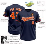 Personalized Unisex Softball Jersey in Navy and Orange-White, Two-Button Design Personalized Navy Orange-White Two-Button