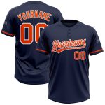 Personalized Unisex Softball Jersey in Navy and Orange-White, Two-Button Design Personalized Navy Orange-White Two-Button