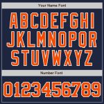 Personalized Unisex Softball Jersey in Navy and Orange-White, Two-Button Design Personalized Navy Orange-White Two-Button