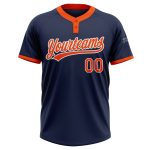 Custom Name and Number Softball Jersey - Personalized Unisex Two-Button in Navy Orange and White Personalized Navy Orange-White