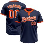 Custom Name and Number Softball Jersey - Personalized Unisex Two-Button in Navy Orange and White Personalized Navy Orange-White