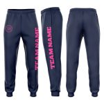 Custom Navy Pink Fleece Jogger Sweatpants with Personalized Name and Number Personalized Navy Pink Fleece Jogger Sweatpants
