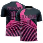 Personalized Soccer Jersey Navy Pink Lines Sublimation Uniform for Kids Personalized Navy Pink Lines Sublimation Soccer Uniform