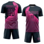 Personalized Soccer Jersey Navy Pink Lines Sublimation Uniform for Kids Personalized Navy Pink Lines Sublimation Soccer Uniform