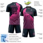 Personalized Soccer Jersey Navy Pink Lines Sublimation Uniform for Kids Personalized Navy Pink Lines Sublimation Soccer Uniform