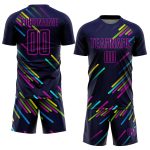 Custom Name & Number Soccer Jersey Personalized Navy & Pink Lines Design, Team Uniform Personalized Navy Pink Lines Sublimation