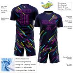 Custom Name & Number Soccer Jersey Personalized Navy & Pink Lines Design, Team Uniform Personalized Navy Pink Lines Sublimation