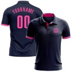 Custom Name and Number Personalized Navy Pink Golf Polo Shirt - Performance Team Apparel Personalized Navy Pink Performance