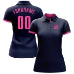 Custom Name and Number Personalized Navy Pink Golf Polo Shirt - Performance Team Apparel Personalized Navy Pink Performance