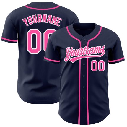 Personalized Authentic Baseball Jersey in Navy Pink and White for Customized Style Personalized Navy Pink-White Authentic