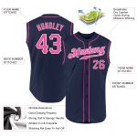 Custom Personalized Baseball Jersey - Navy Pink-White Sleeveless with Team Name & Number Personalized Navy Pink-White Authentic
