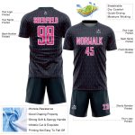 Custom Sublimation Soccer Jersey with Personalized Name & Number - Navy Pink-White Geometric Pattern Team Uniform Personalized