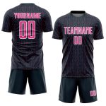 Custom Sublimation Soccer Jersey with Personalized Name & Number - Navy Pink-White Geometric Pattern Team Uniform Personalized