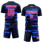 Custom Jersey with Name and Number - Personalized Navy Pink-White Geometric Soccer Uniform Personalized Navy Pink-White Geometric