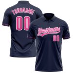 Personalized Custom Name Number Navy Pink-White Performance Golf Polo Shirt Personalized Navy Pink-White Performance Vapor