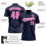 Personalized Custom Name Number Navy Pink-White Performance Golf Polo Shirt Personalized Navy Pink-White Performance Vapor