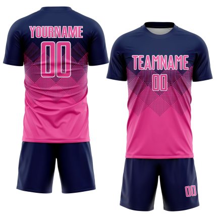 Personalized Soccer Uniform Jersey Navy Pink White Sublimation Design Personalized Navy Pink-White Sublimation Soccer Uniform