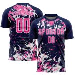 Custom Soccer Jersey with Personalized Name and Number, Navy Pink White Sublimation Team Uniform Personalized Navy Pink-White