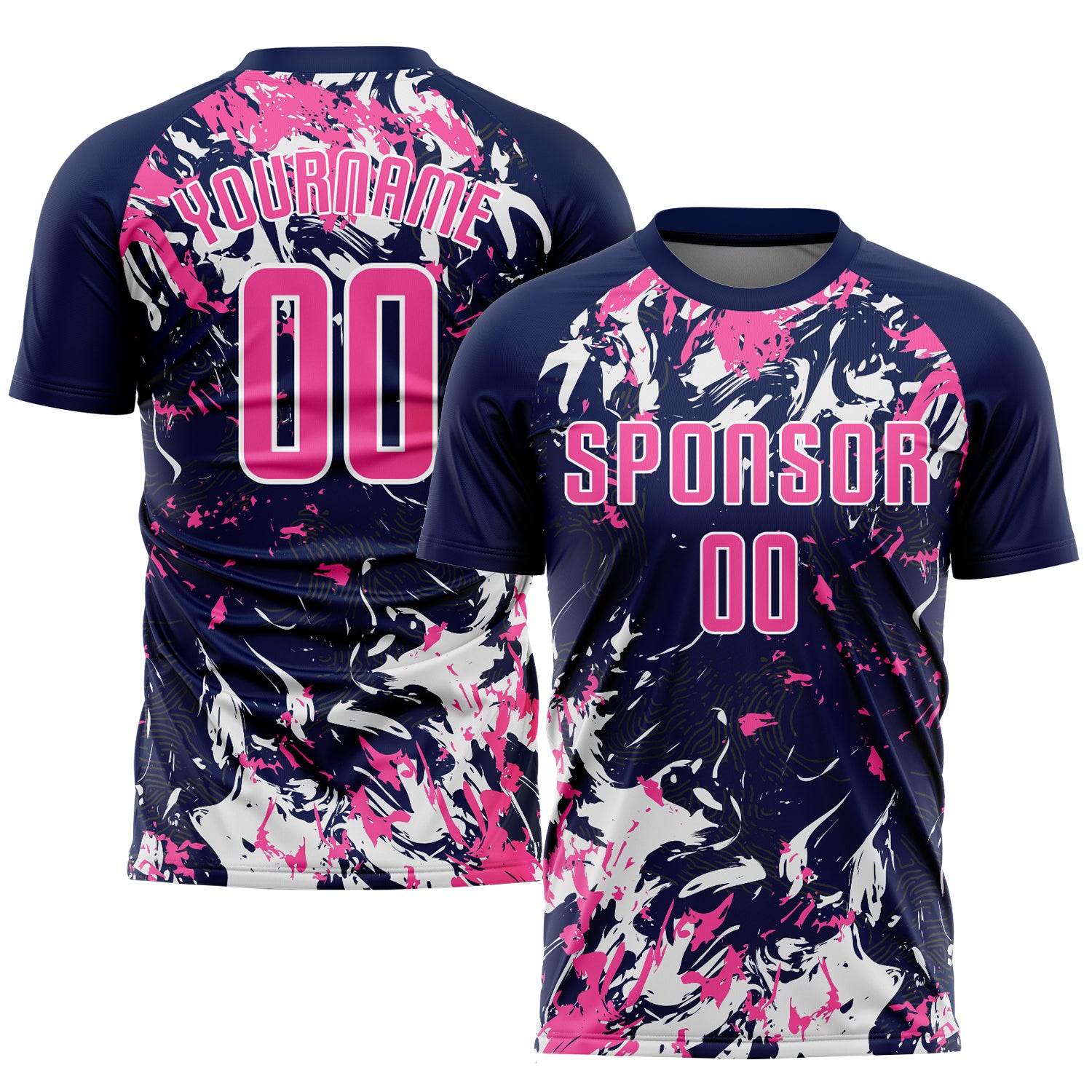 Custom Soccer Jersey with Personalized Name and Number, Navy Pink White Sublimation Team Uniform Personalized Navy Pink-White
