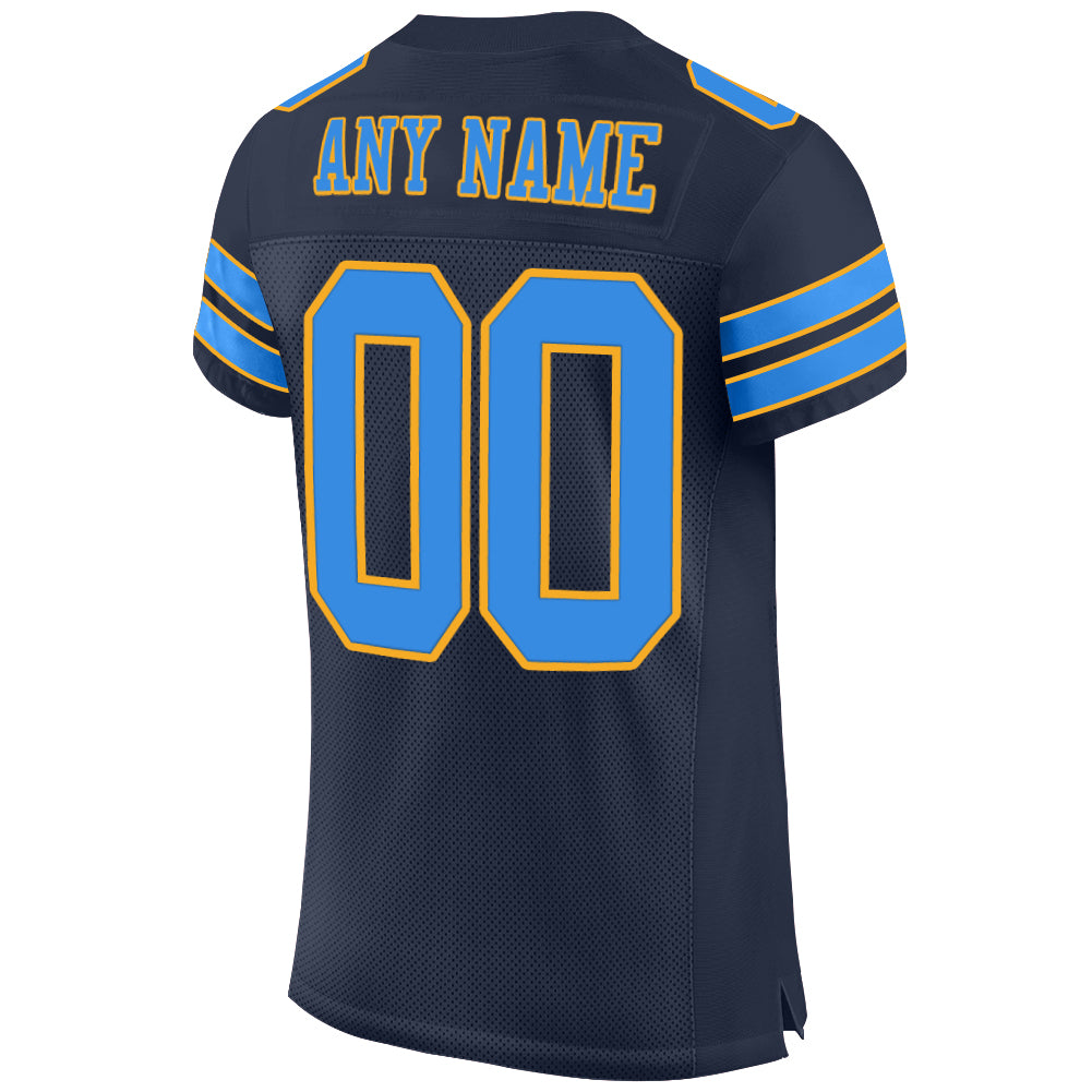 Personalized Navy Powder Blue-Gold Mesh Authentic Football Jersey Personalized Authentic Football Jersey in Navy Powder Blue and Gold Mesh Personalized Navy Powder Blue-Gold Mesh Authentic - Image 3