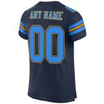 Custom Name and Number Personalized Navy and Powder Blue Gold Football Jersey - Authentic Team Apparel Personalized Navy