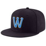 Custom Name Number Navy Blue Gold Stitch Adjustable Snapback Hat Personalized Team Gift Personalized Navy Powder Blue-Gold